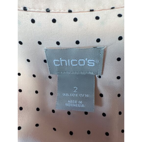 Chico's Silky Soft Pindot Half-Placket Long Sleeve Shirt Womens Size 2 US 12/14 - Picture 7 of 11
